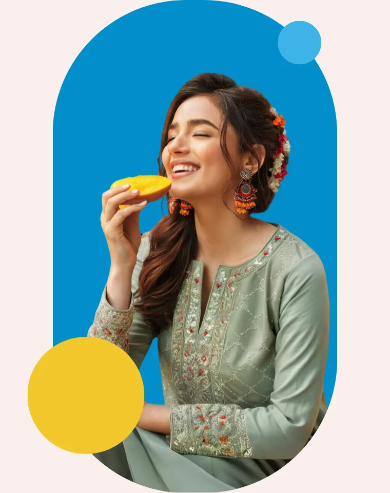 Enjoying mangoes